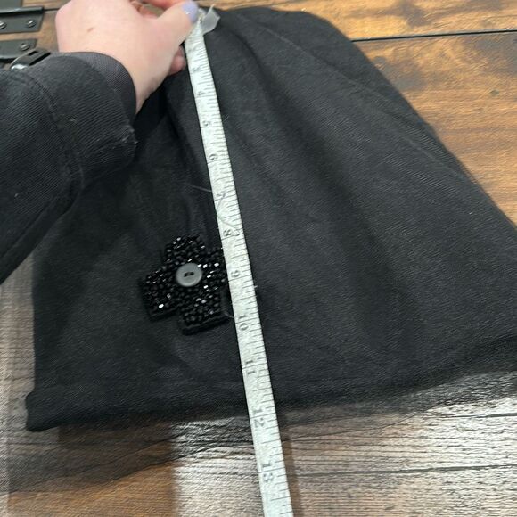 Plu Pluslavie Women's Embellished Cross Tulle Overlay Beanie Hat Black OS - Picture 7 of 10